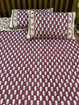 KING Size Quilted Blockprint REVERSIBLE Mulmul Bedcover (108*108 inches)
