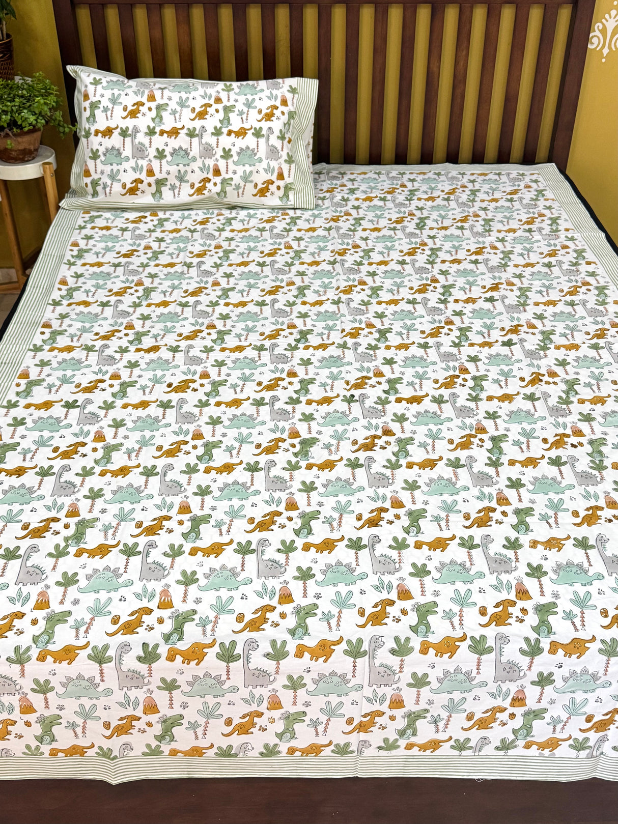 Jungle Animals Handblock Printed Kids Cotton Bedsheet