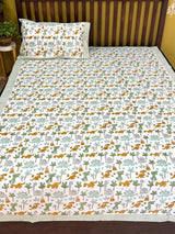 Jungle Animals Handblock Printed Kids Cotton Bedsheet
