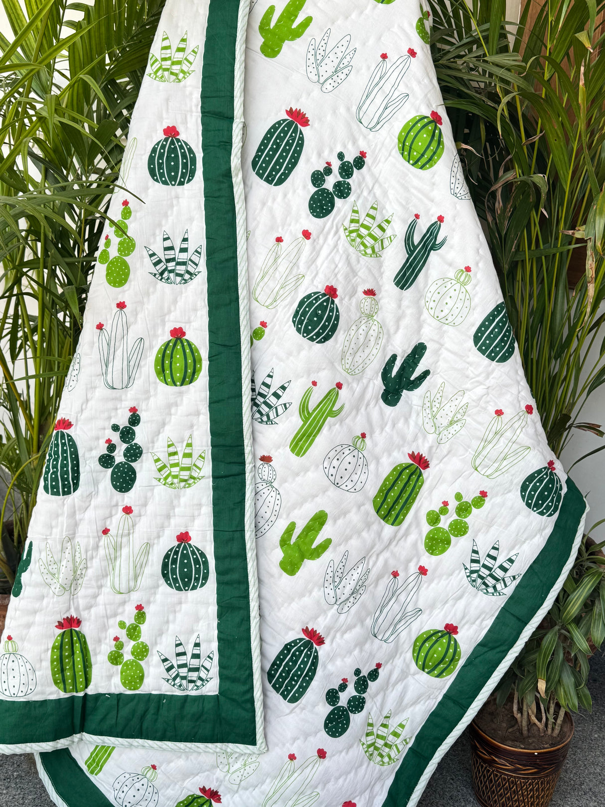 Cactus Kids Quilt Handblock Printed