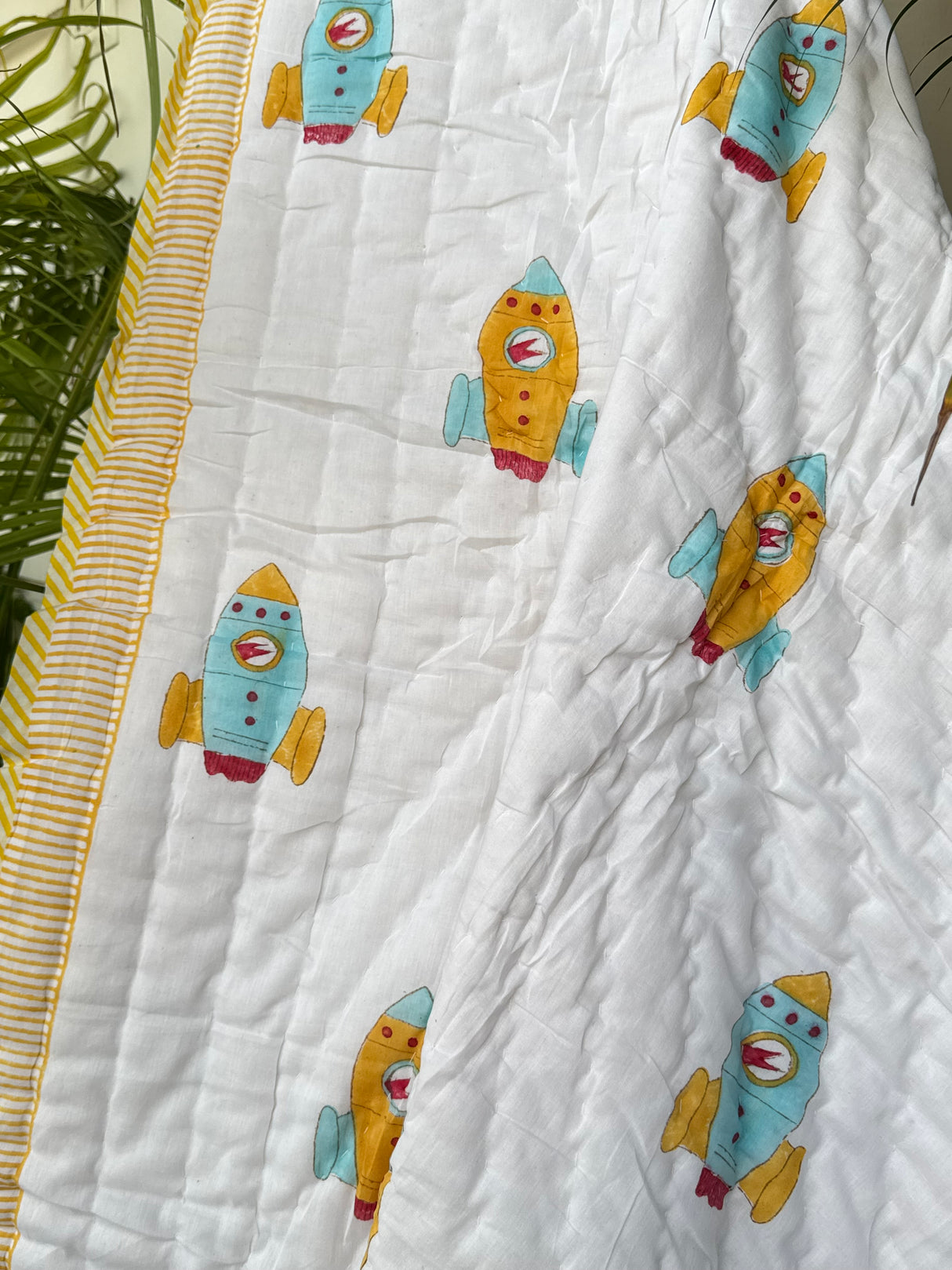 Space Theme Kids Quilt Handblock Printed