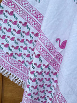 Flamingo  Blockprint Kids Towel – Cotton Jacquard Weave