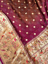 Handloom Pure Georgette Bandhani Saree with Beautiful Garden Theme Border