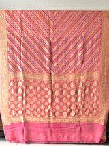 Peach Pure Banarsi Gerogette Bandhani Saree