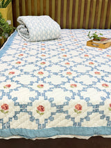 Spring Repose Handblock Print Reversible Mulmul Quilt