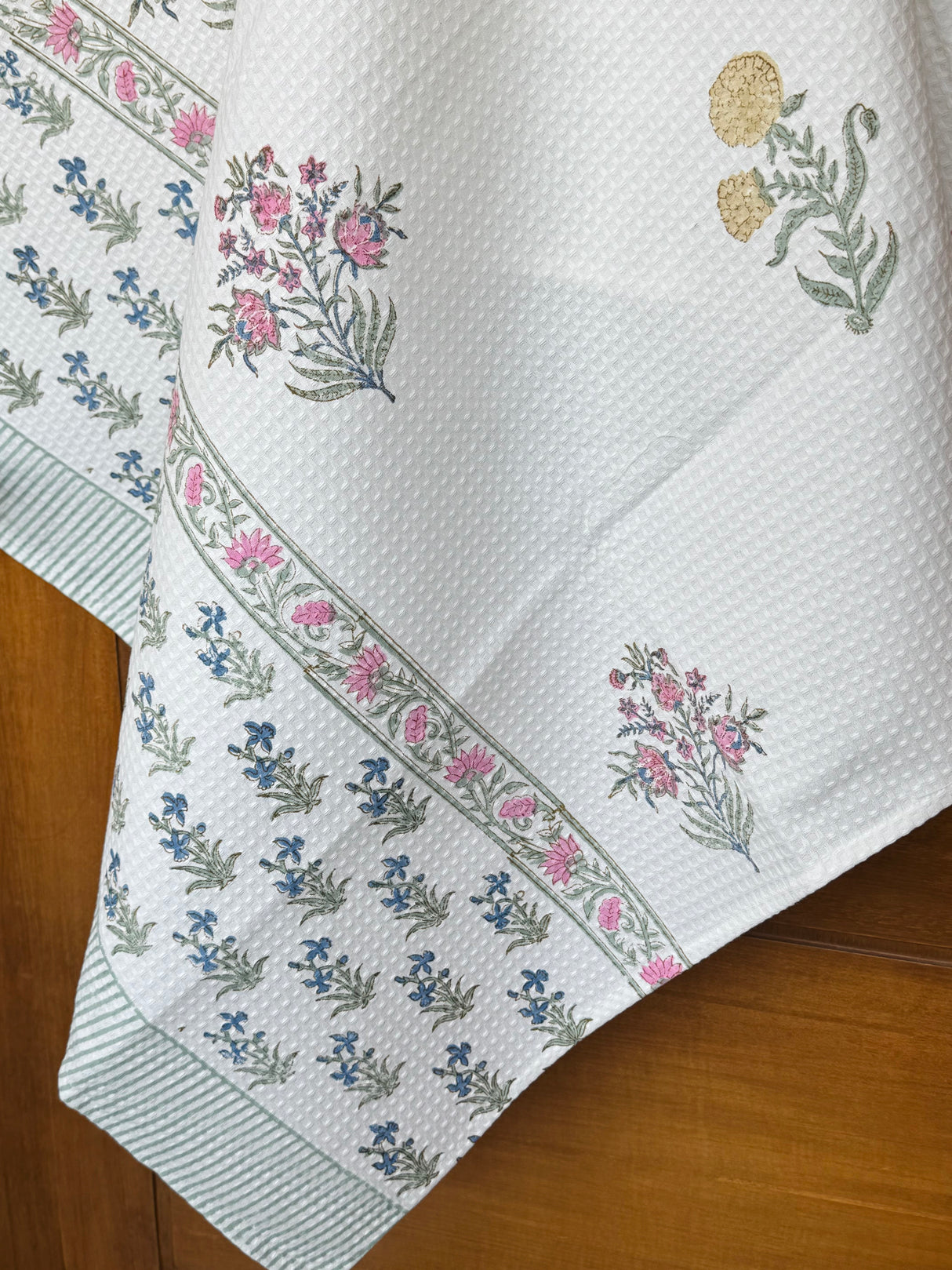 Delightful Blockprint Cotton Towel – Waffle Weave