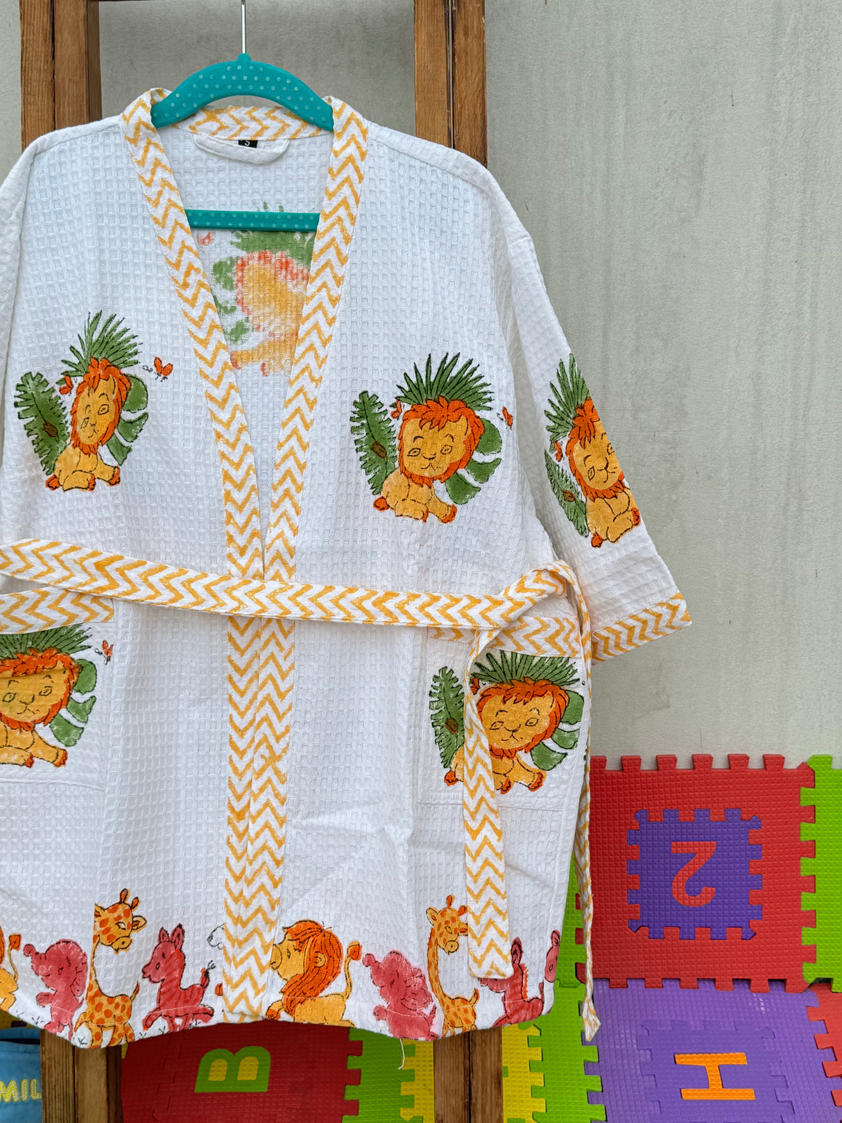 Jungle Friends- Kids Cotton Waffle Bathrobe