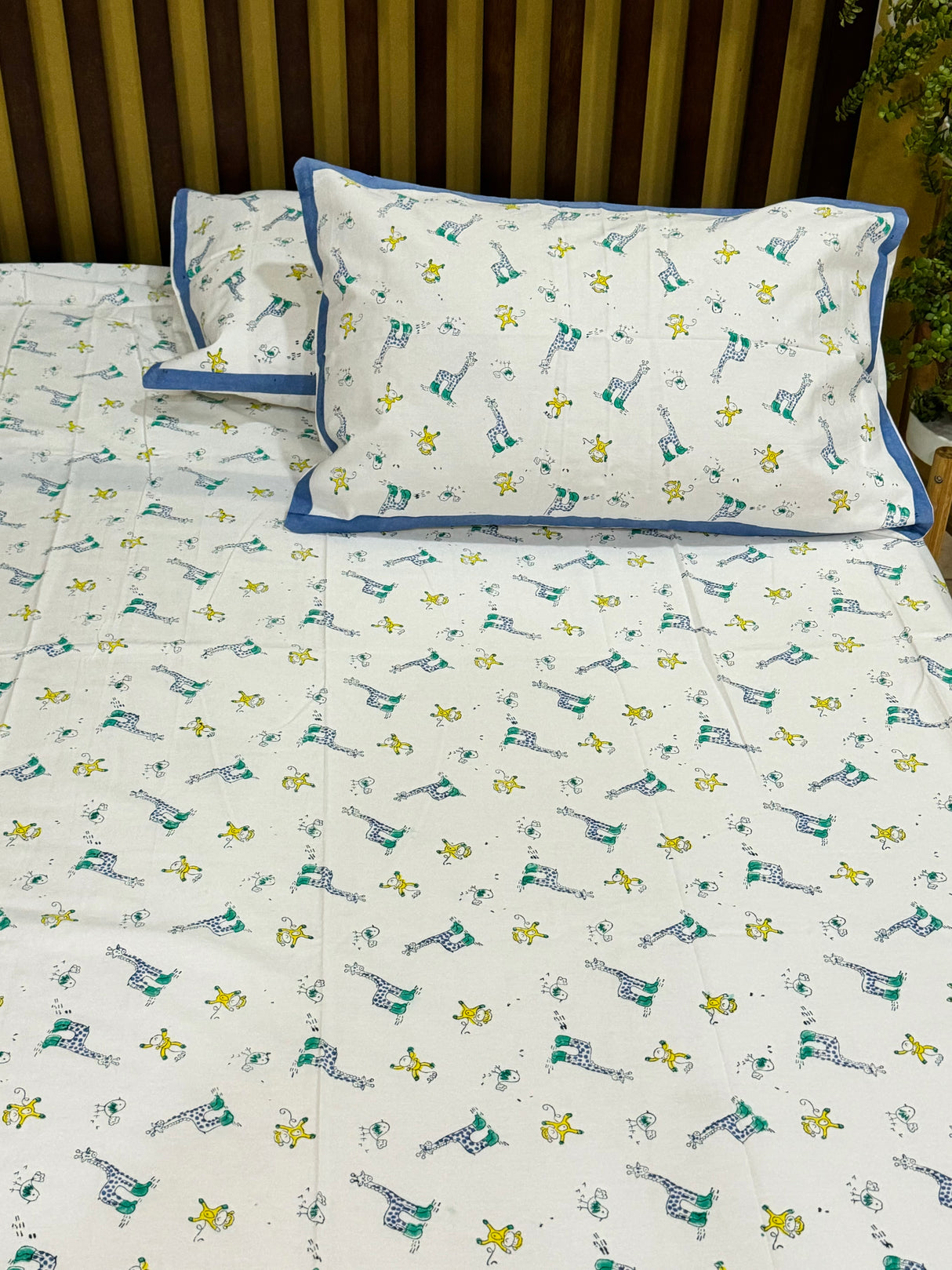 Animals Blockprint Cotton Bedsheet