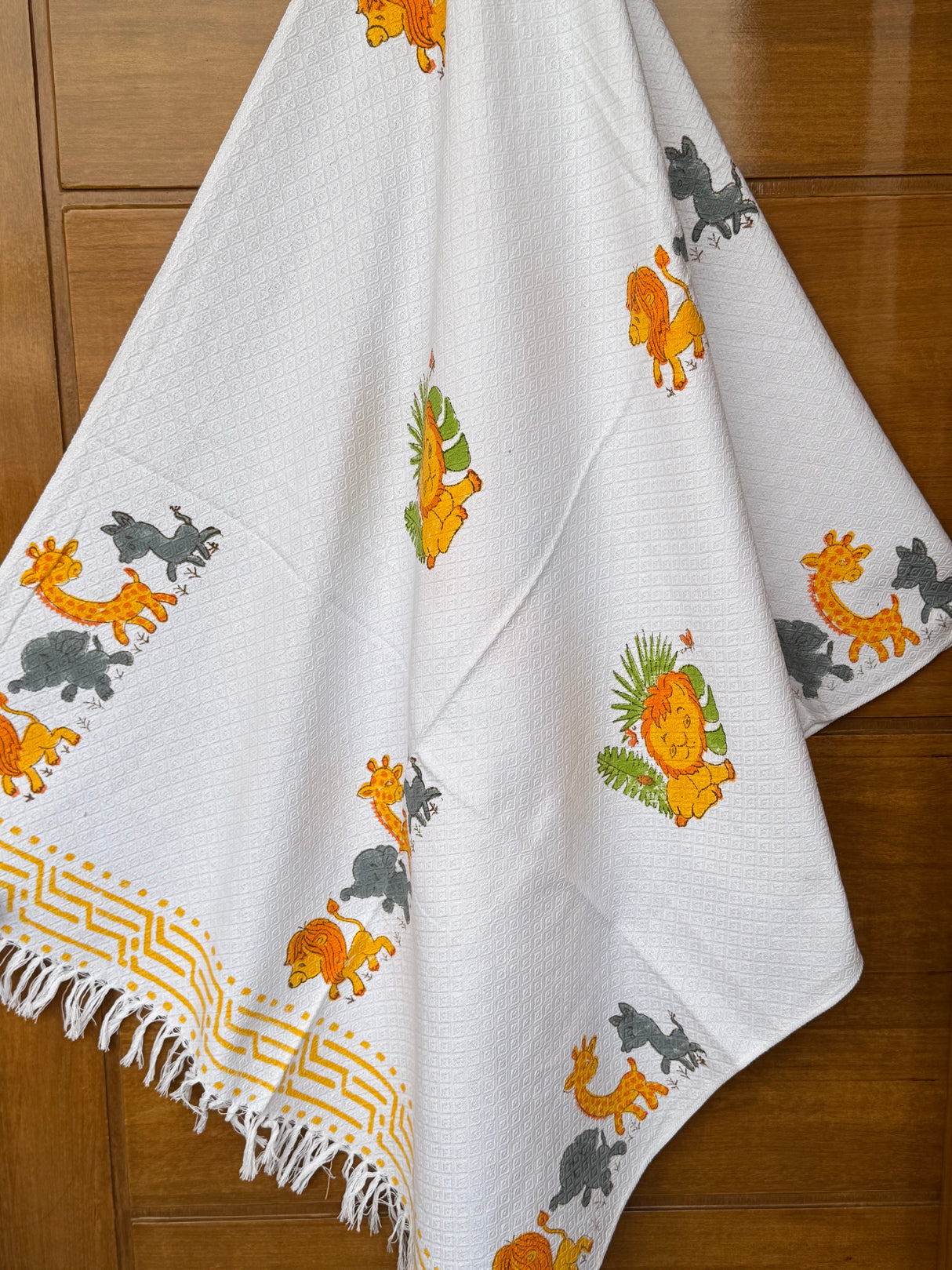 Roaring Lion Blockprint Kids Towel – Cotton Jacquard Weave