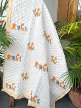 Cute Giraffe Blockprint Kids Quilt