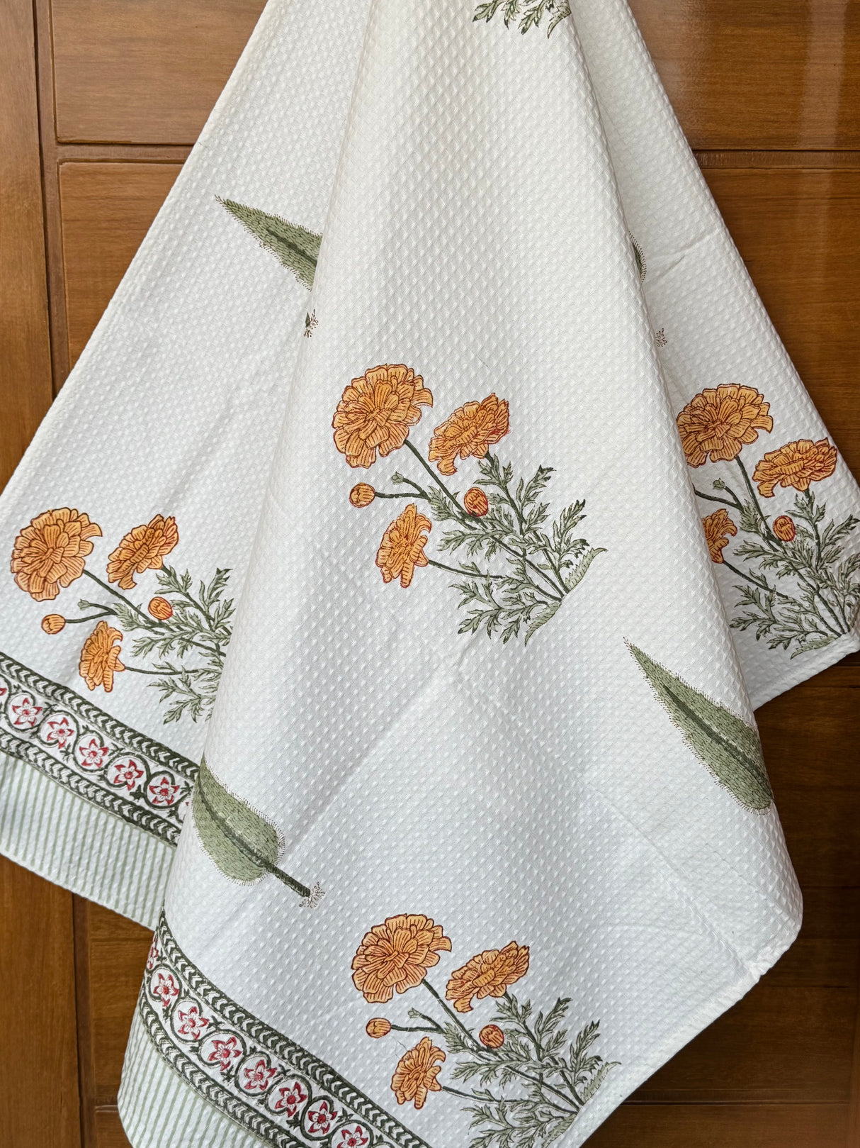 Blockprint Soft Waffle Cotton Towel (60-30 inches)