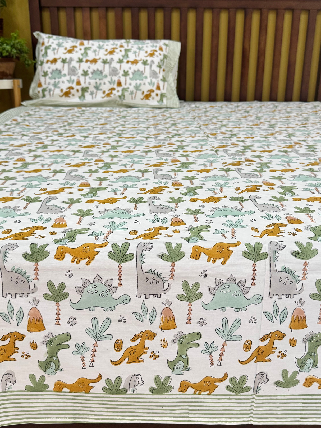 Jungle Animals Handblock Printed Kids Cotton Bedsheet