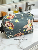 Grey Velvet Quilted Multipurpose Pouch