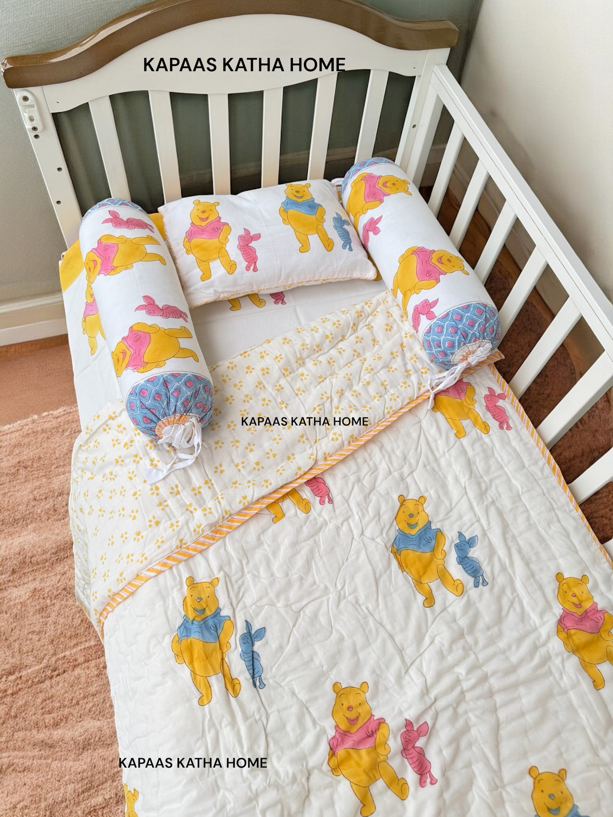 Pooh The Teddy- Baby Cot Bedding (cot sheet, quilt, pillow, bolsters)