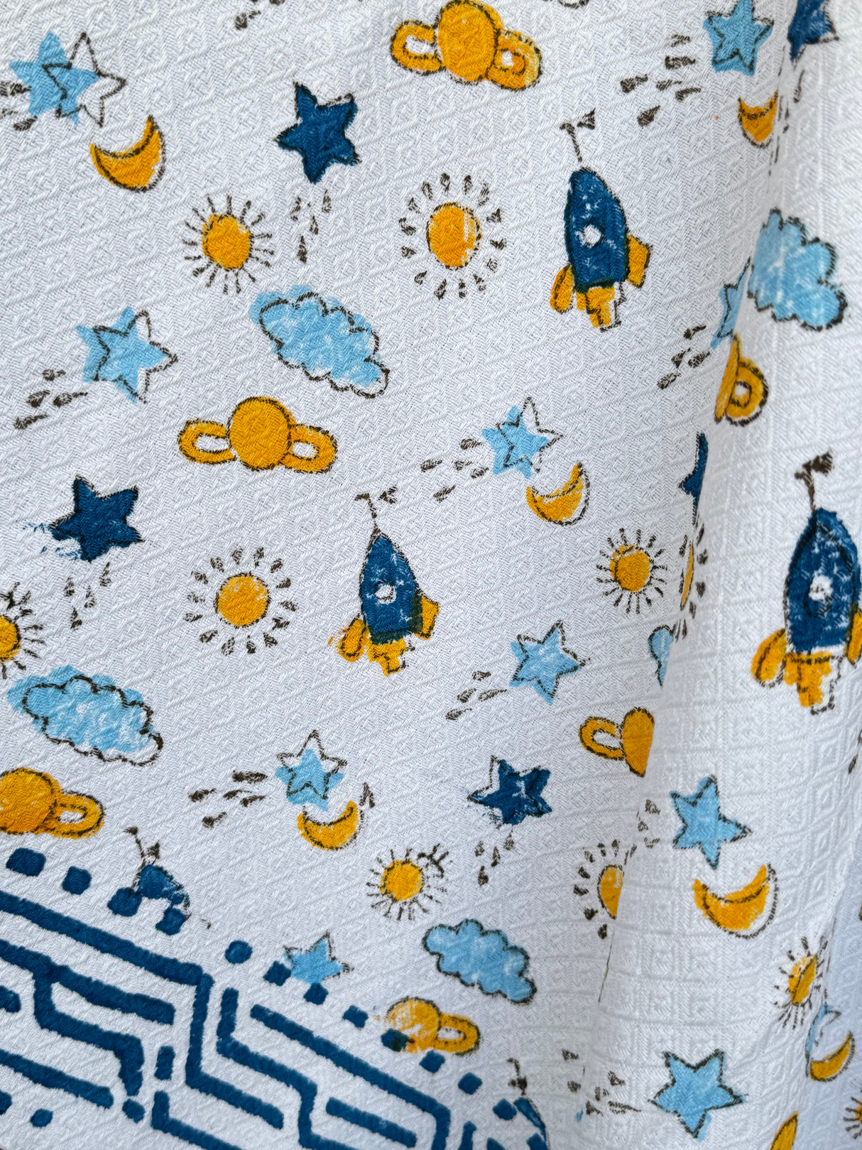 Rocket Ride Blockprint Kids Towel – Cotton Jacquard Weave