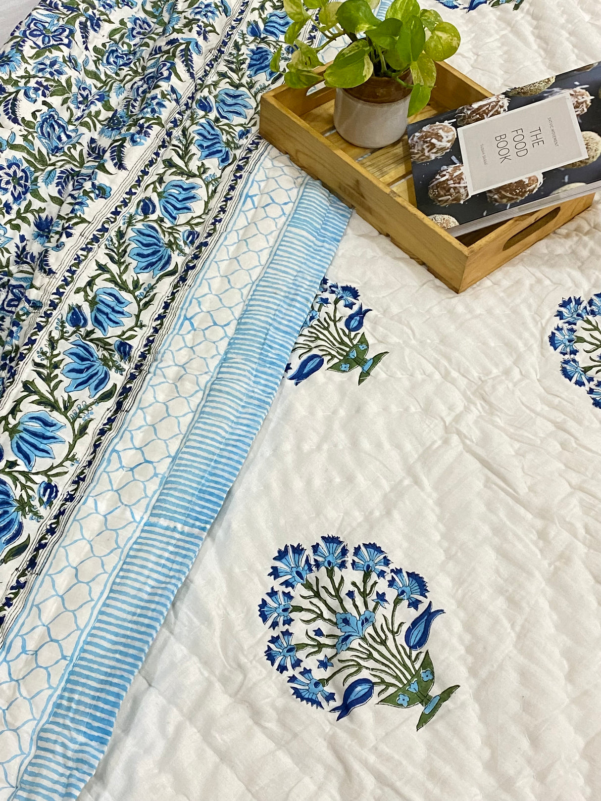 Blockprint Mulmul Reversible Quilt