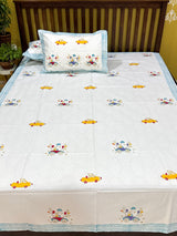 Cars and Balloons Handblock Printed Kids Cotton Bedsheet