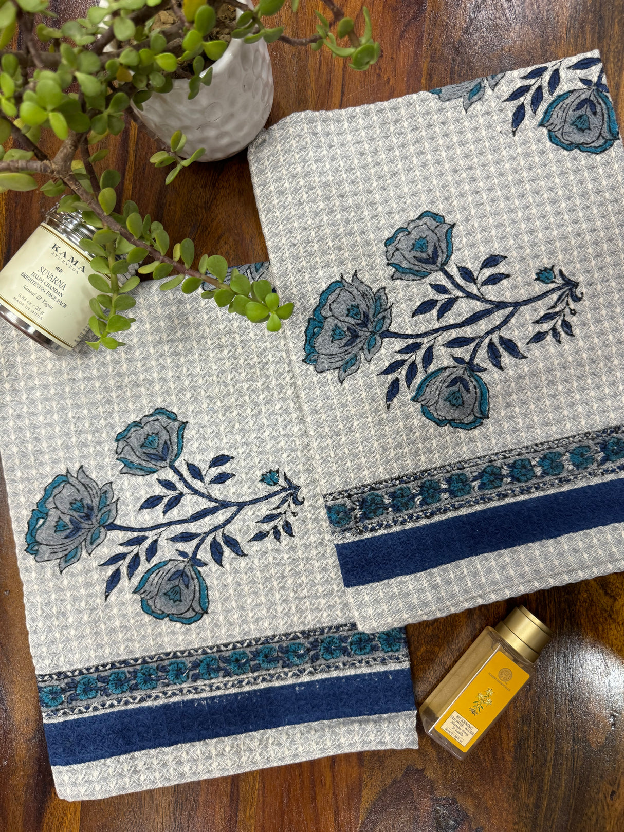 Pair of Blockprint Cotton Hand Towel