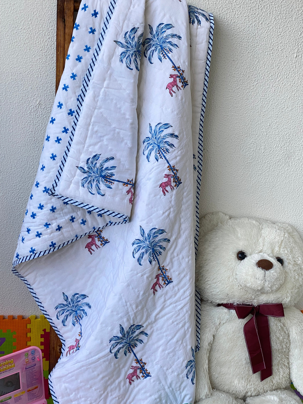 Deer Blockprint Kids Quilt