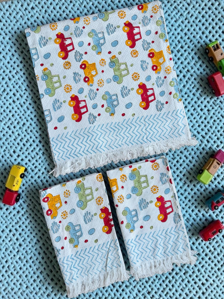 cars-print-kids-cotton-jacquard-towel-set-with-hand-towels
