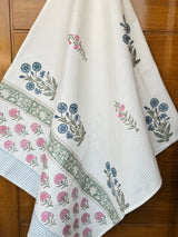 Delightful Blockprint Cotton Towel – Waffle Weave