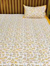 Yellow Panda Blockprint Cotton Bedsheet