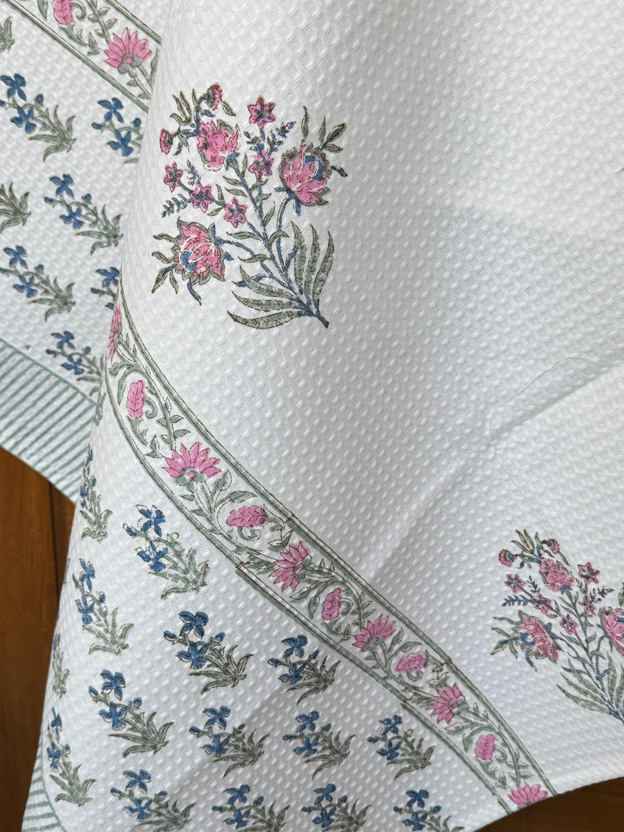Delightful Blockprint Cotton Towel – Waffle Weave