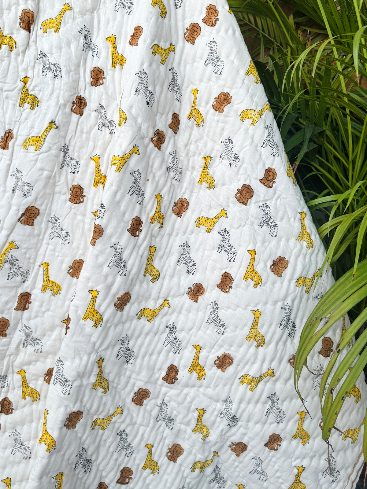 Yellow Giraffe & Lion – Layered Kids Quilt Blanket