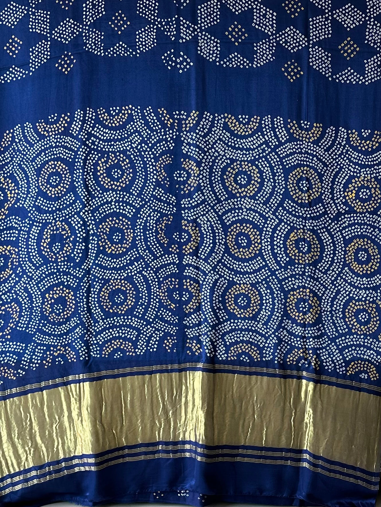 Blue Pure Gajji Silk Bandhani Saree