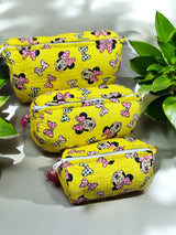 Yellow minnie Set of 3 Multipurpose Pouch (large, medium and small)