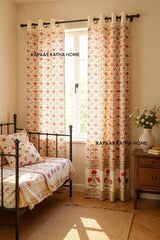 Pair of Elegant Blockprint Cotton Curtains (Set of 2)
