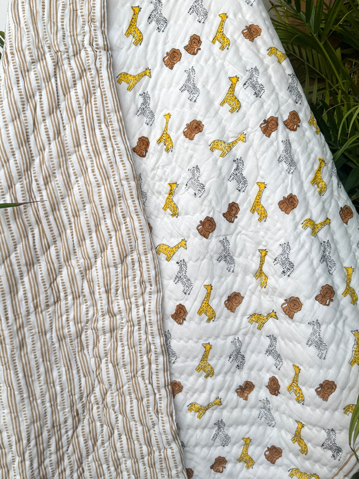 Yellow Giraffe & Lion – Layered Kids Quilt Blanket