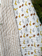 Yellow Giraffe & Lion – Layered Kids Quilt Blanket