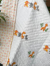 Cute Giraffe Blockprint Kids Quilt