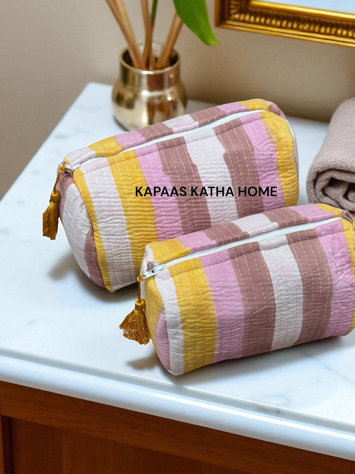Stripes Set of 2 Pouches (medium and small)