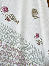 Subtle Floral Blockprint Cotton Towel- Waffle Weave