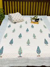 Blockprint Mulmul Reversible Quilt