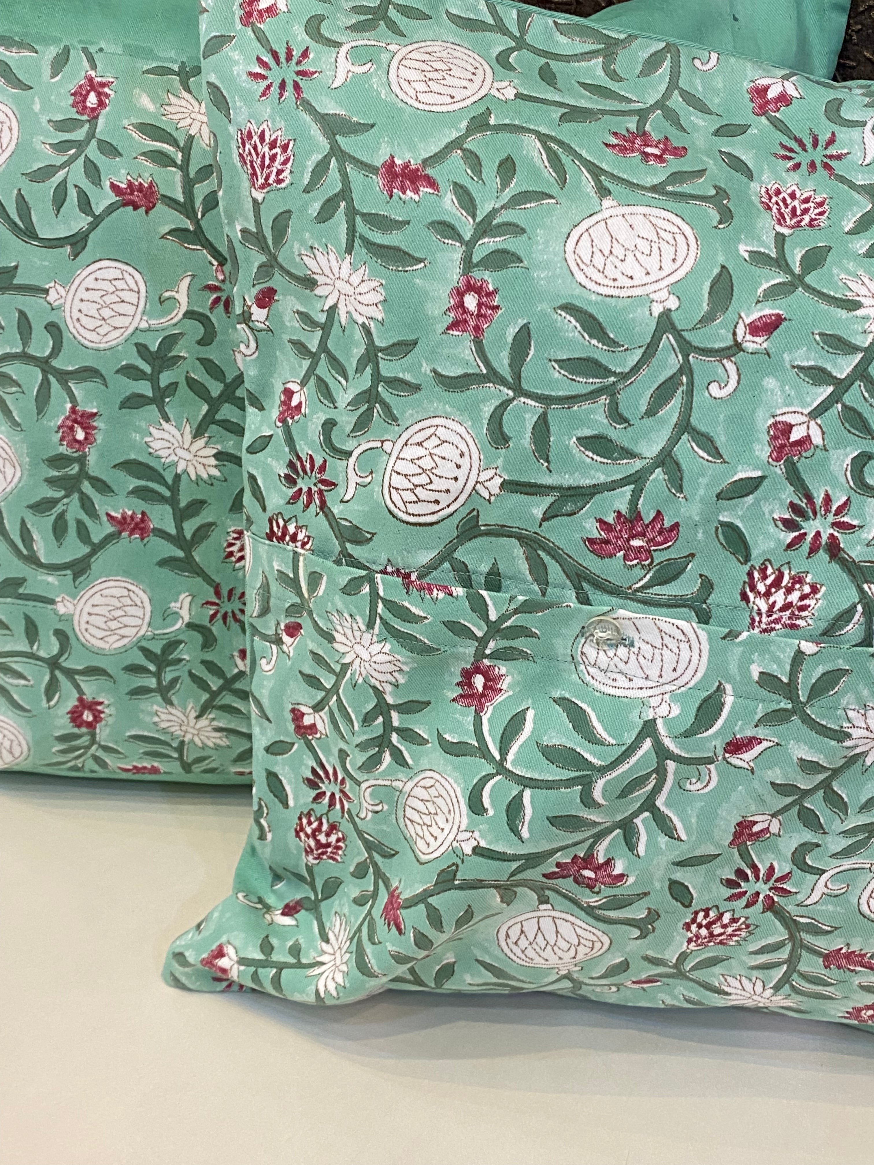 Pair of Handblock Printed Cushion Covers- 16*16 inches (Copy)