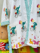 Circus Theme Kids Bathrobe-Cotton Waffle Blockprint