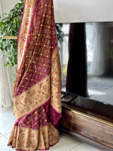 Handloom Pure Georgette Bandhani Saree with Beautiful Garden Theme Border