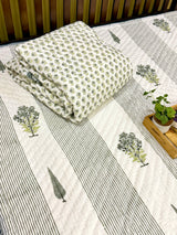Blockprint Mulmul Reversible Quilt