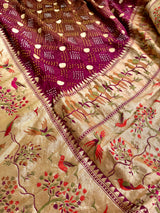 Handloom Pure Georgette Bandhani Saree with Beautiful Garden Theme Border