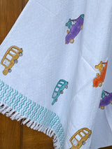 Cute Cars Blockprint Kids Towel – Cotton Jacquard Weave