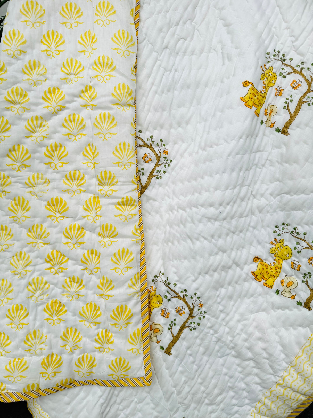 Giraffe Blockprint Kids Quilt