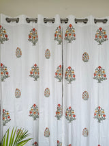 Floral Jaipur Blockprint Cotton Curtain