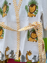 Lion Safari- Kids Cotton Waffle Bathrobe