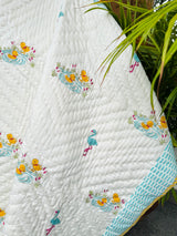 Birds Blockprint Kids Quilt
