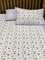 Space Theme Blockprint Cotton Bedsheet