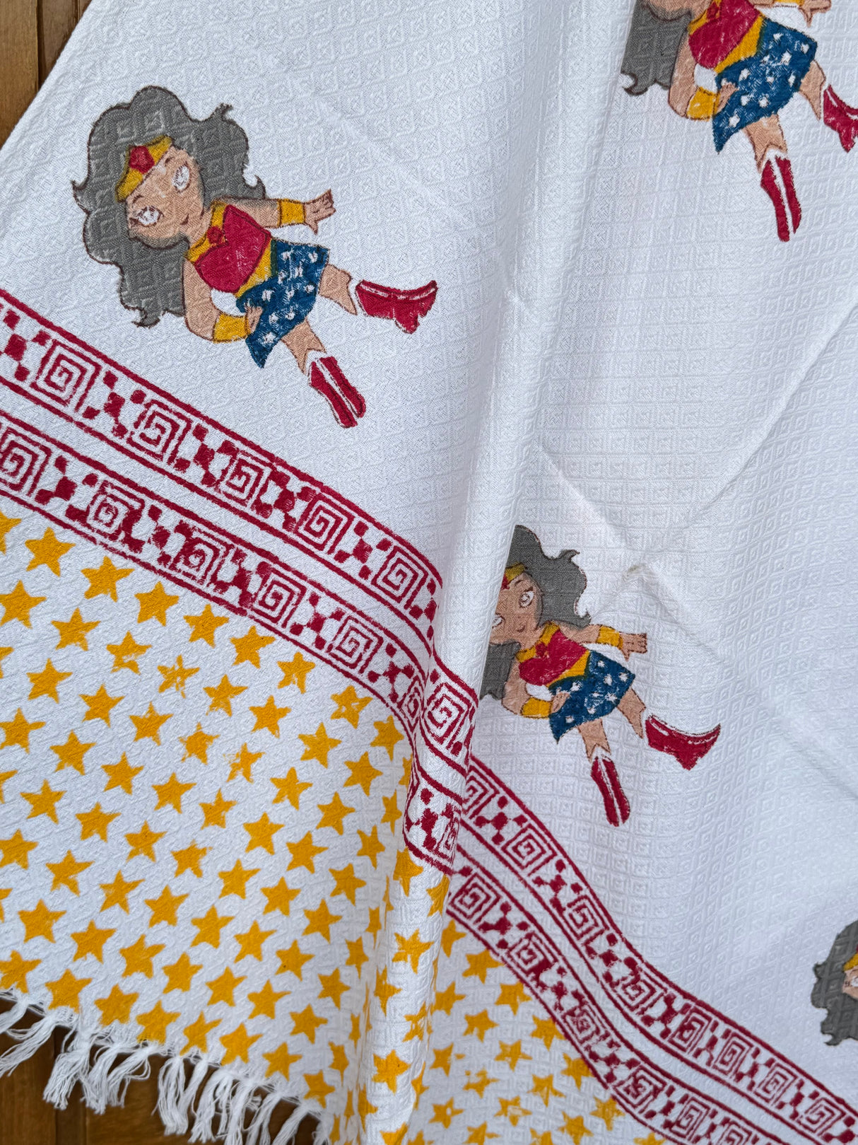 Wonder Women Blockprint Kids Towel – Cotton Jacquard Weave