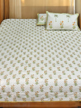 KING Size Quilted Blockprint REVERSIBLE Mulmul Bedcover (108*108 inches)